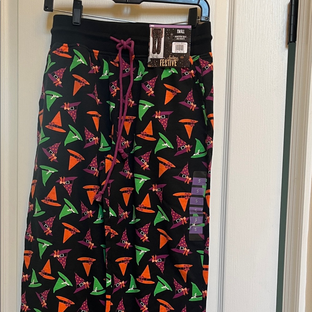 Black Halloween Themed Drawstring Pants